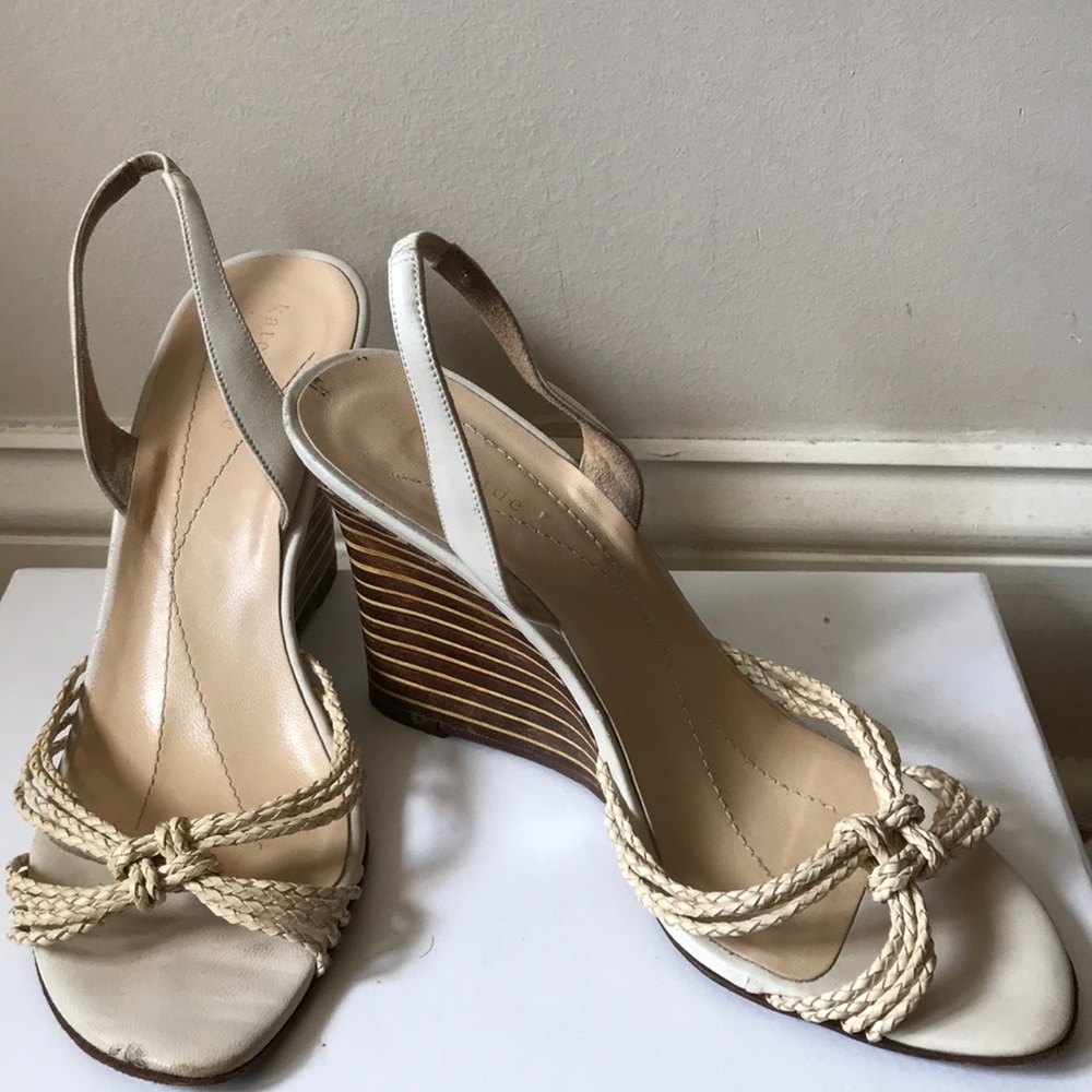 Kate Spade Ivory Rope Knotted Wedges